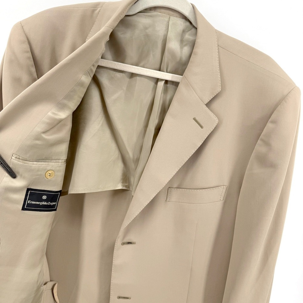 Ermenegildo Zegna Blazer Sport Coat US 42L EU 52L Tan 100% Wool 3-Button Italian